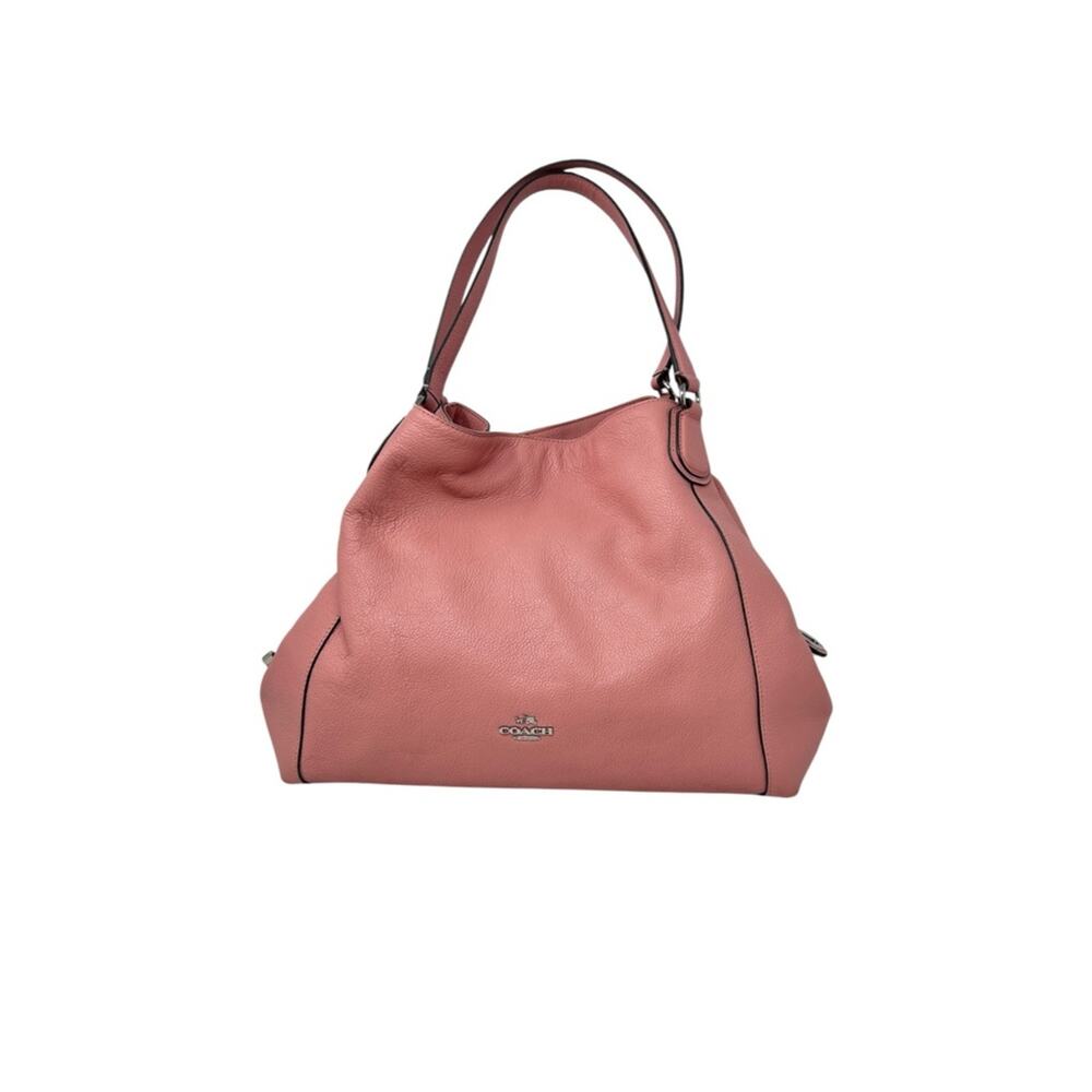 Coach Edie 32 Pebbled Leather slouchy Shoulder bag in pedal pink